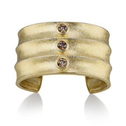 Todd Reed cuff bracelet made with 18k yellow gold, Autumn™ brilliant cut diamonds (~3.18ct), and white brilliant cut diamonds (~.93ct)